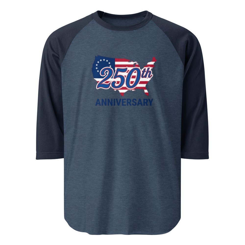 250th Anniversary United States Flag & Map 3/4 sleeve raglan shirt