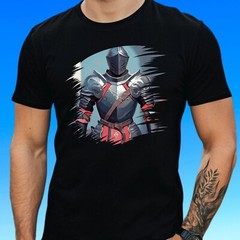 Mens Knight Armor Motif Cotton T-Shirt Size S to 5XL