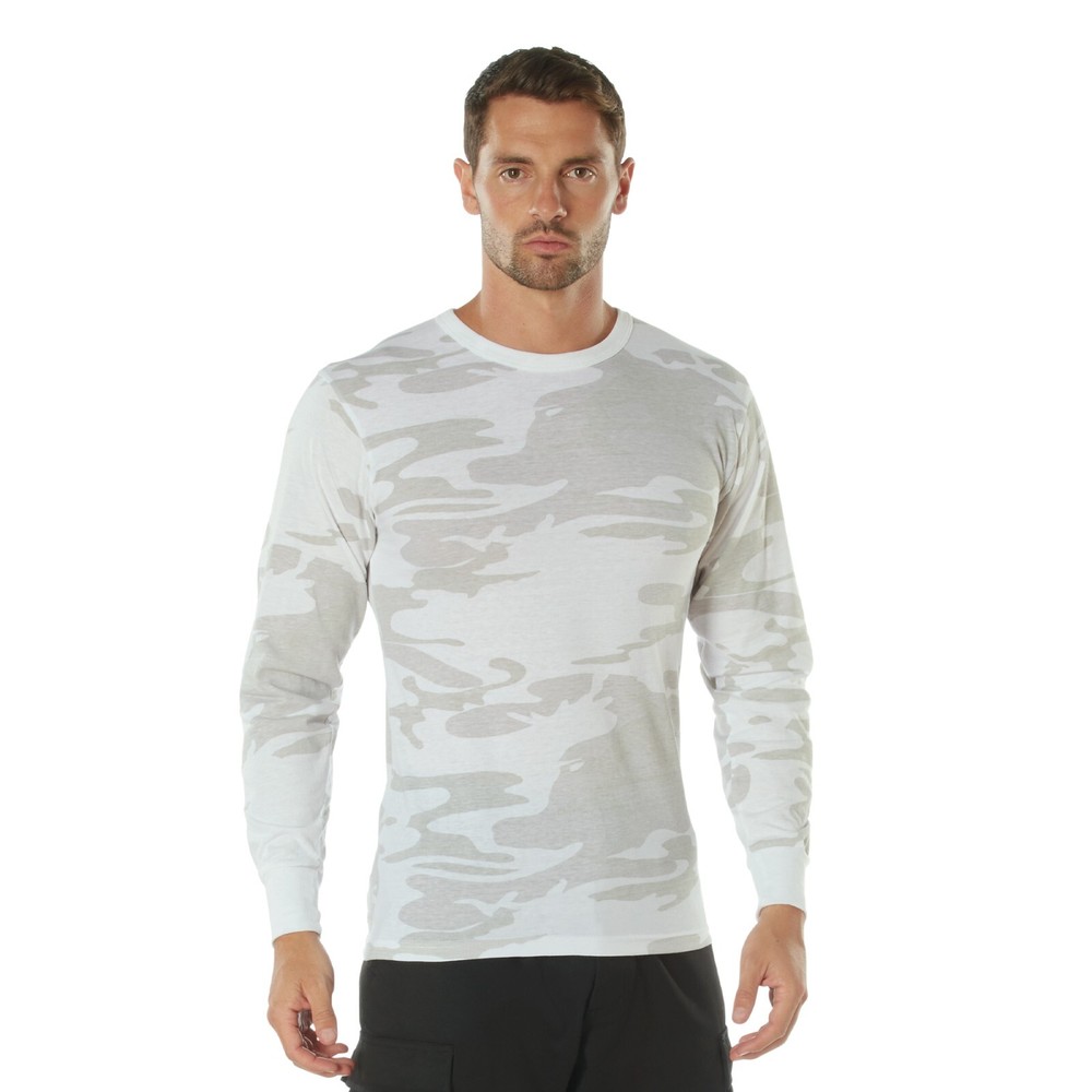 Rothco White Camo Long Sleeve T-Shirt Tactical Military Crew Tee Undershirt