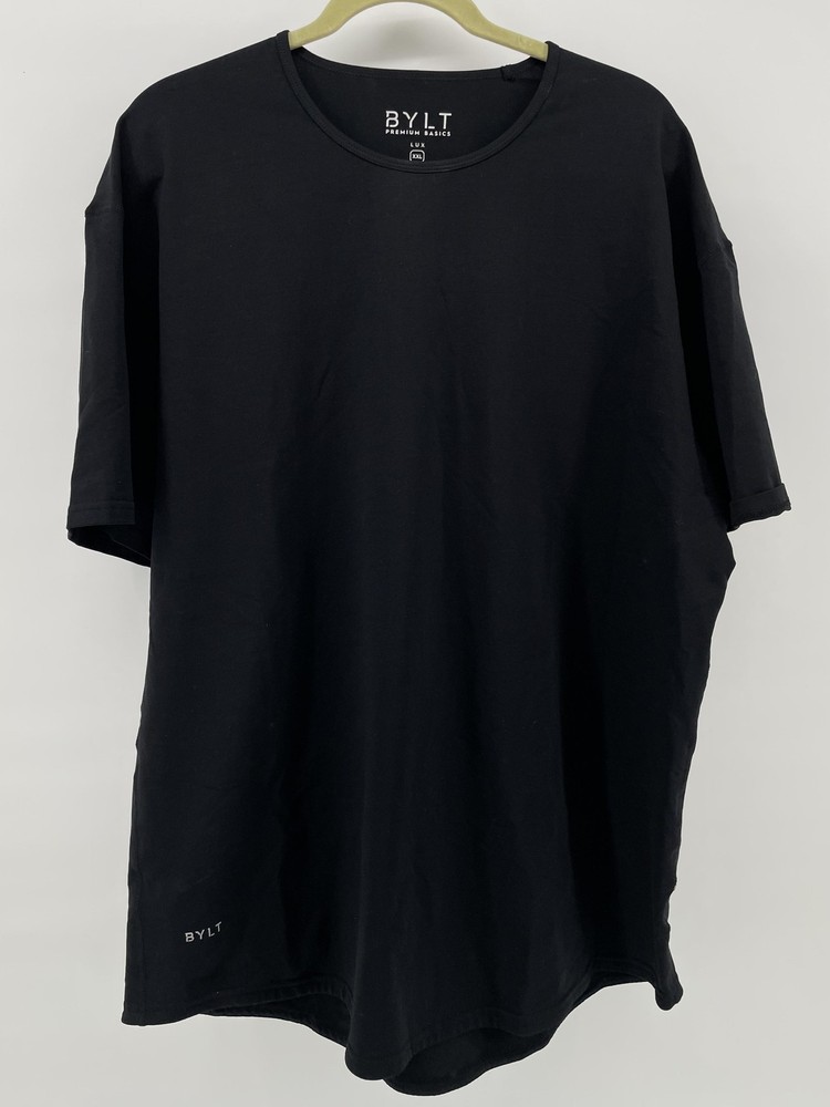 BYLT Premium Basics LUX Mens 2XL Black Stretch Crew Neck T-Shirt Tee Casual