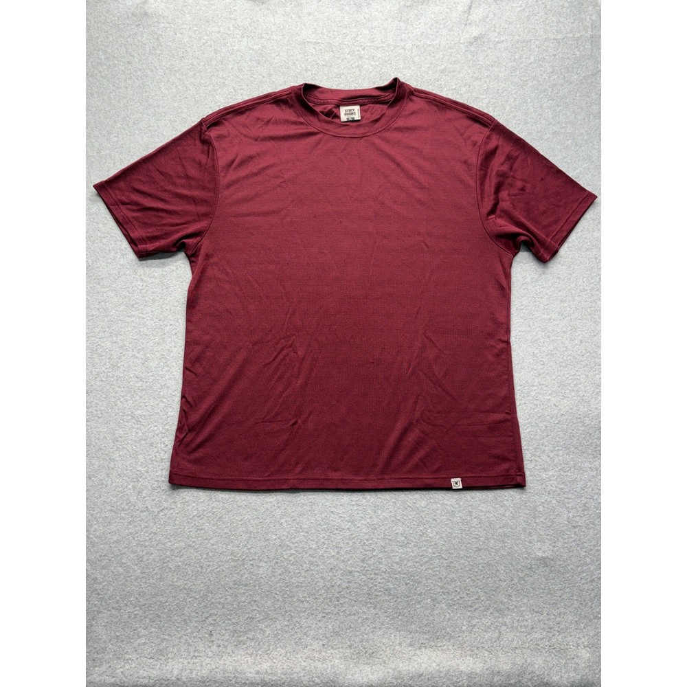 Stacy Adams Mens XL Short Sleeve T-Shirt Burgundy Maroon Rayon Blend Crew Neck