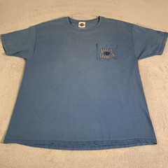 Harley Davidson Shirt Mens XL Blue Denney’s Branson Missouri Pocket Graphic FLAW