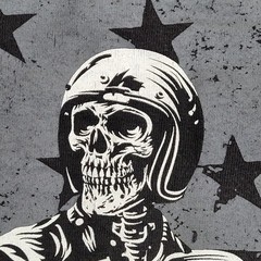 Skull Biker Shirt Large 22×28 Faded