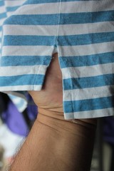OG Vintage GAP Blue Striped Oversized Pocket T-Shirt Mens XS