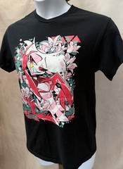 Hazbin Hotel Pink/White/Green Angel Black Unisex T-Shirt Size M
