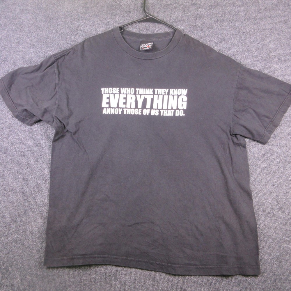 Vintage Y2K Top Heavy Shirt Mens XL Black Everything Quote Funny Sarcastic 2004