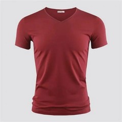 2026 Men’s T Shirt Pure Color V Collar Short Sleeved Tops Tees Men T-Shirt Black