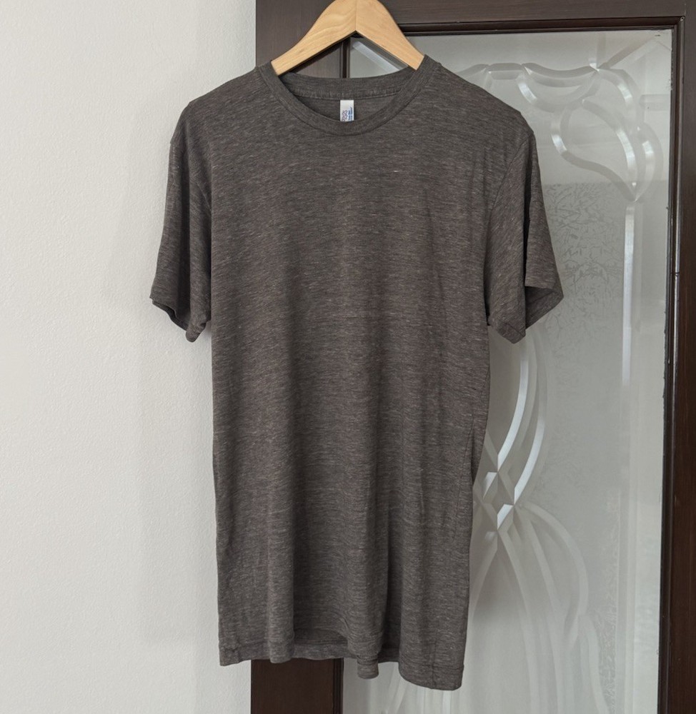 vtg y2k AMERICAN APPAREL Track shirt cotton Rayon poly Brown blank tshirt Medium