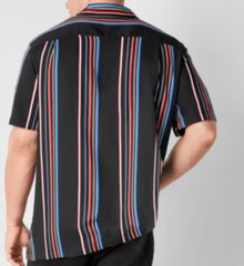 Shaquille XLG Big/Tall Mens Black / Brown Multi Striped SS Button2XLT, 3XLT, 4XL