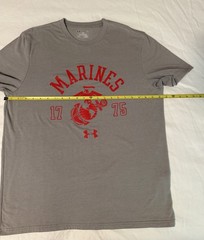 Under Armour HeatGear US Marines 1775 Graphic Tee Gray Crew Neck – Large