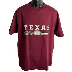 Texas Short Sleeve Crewneck T Shirt L Maroon Red Cotton Pullover Puff Vinyl