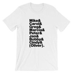 Brady Bunch T-Shirt. Yellow, Black, White, Gray or Red Soft Cotton TV Show Tee.