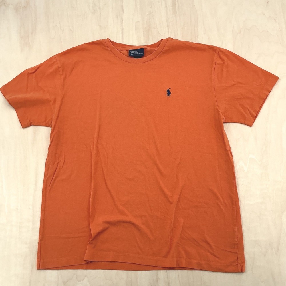 Mens Classic Short Sleeve T-Shirt Orange Embroidered Pony Logo Polo Ralph Lauren