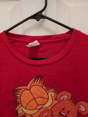 Garfield & Pookie Teddy Mens LRG T Shirt Burgandy Port Company Paws