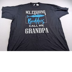 Mens Fishing Grandpa T-Shirt Lot 2 Port & Company Delta 3XL Black Blue Graphic