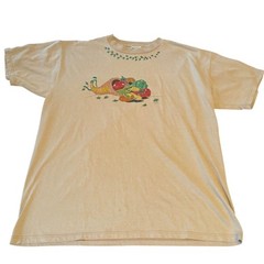 VTG 90s Jerzees Thanksgiving Cornucopia Shirt Large Tan Graphic Tee Mens USA
