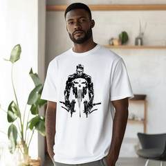 Punisher Comic T Shirt White XL L M Gildan Medium Large