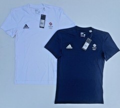 Adidas Training Shirt Team GB Olympic Tee Gym White Blue 2XS XS S M L XL 2XL 3XL