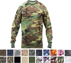 Rothco Long Sleeve T-Shirt Tactical Camo Military Crew Tee Undershirt Army Shirt
