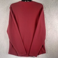 MAGASCHONI Mens Burgundy Long-Sleeve Shirt Size Medium Stretch Round Neck Soft