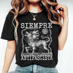 Siempre Antifascista Shirt Anti Fascist Dog Tee Protest Graphic Top