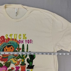 Next Level T-Shirt Mens XL Cream Stuck On You Valentine Retro Sequin Cactus Tee