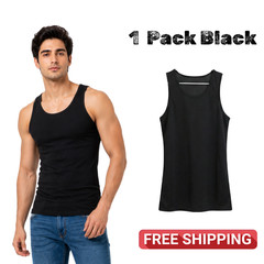 Mens Vest Tops 100% Cotton Plain Classic Vests Summer Training Gym Tank Top Pack