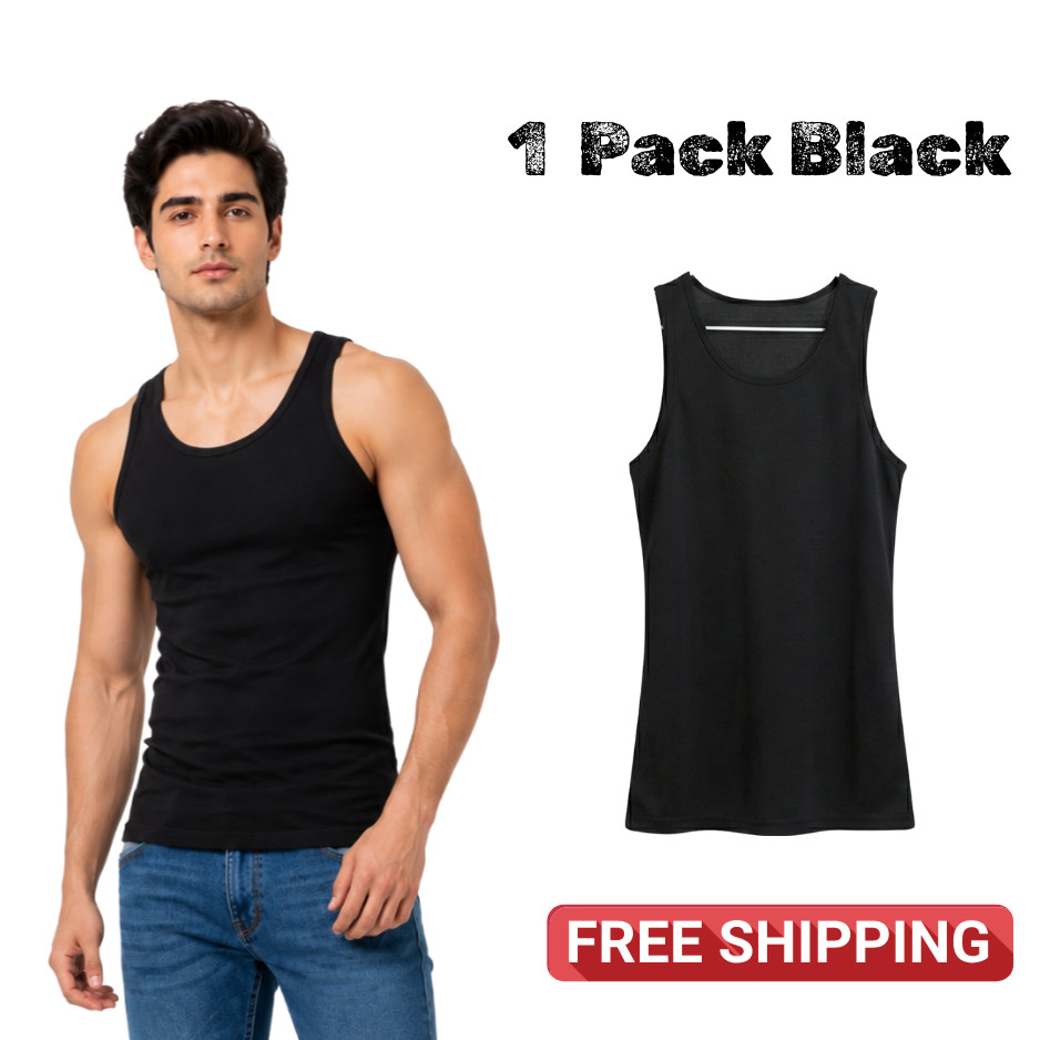 Mens Vest Tops 100% Cotton Plain Classic Vests Summer Training Gym Tank Top Pack