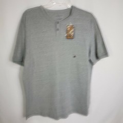 G.H. Bass Co Men’s T Shirt Large Gray 2 Button Short Sleeve Casual Crew Neck