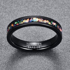 Created Opal Rings for Women 4mm Black Tungsten Wedding Engagement Bands Size…