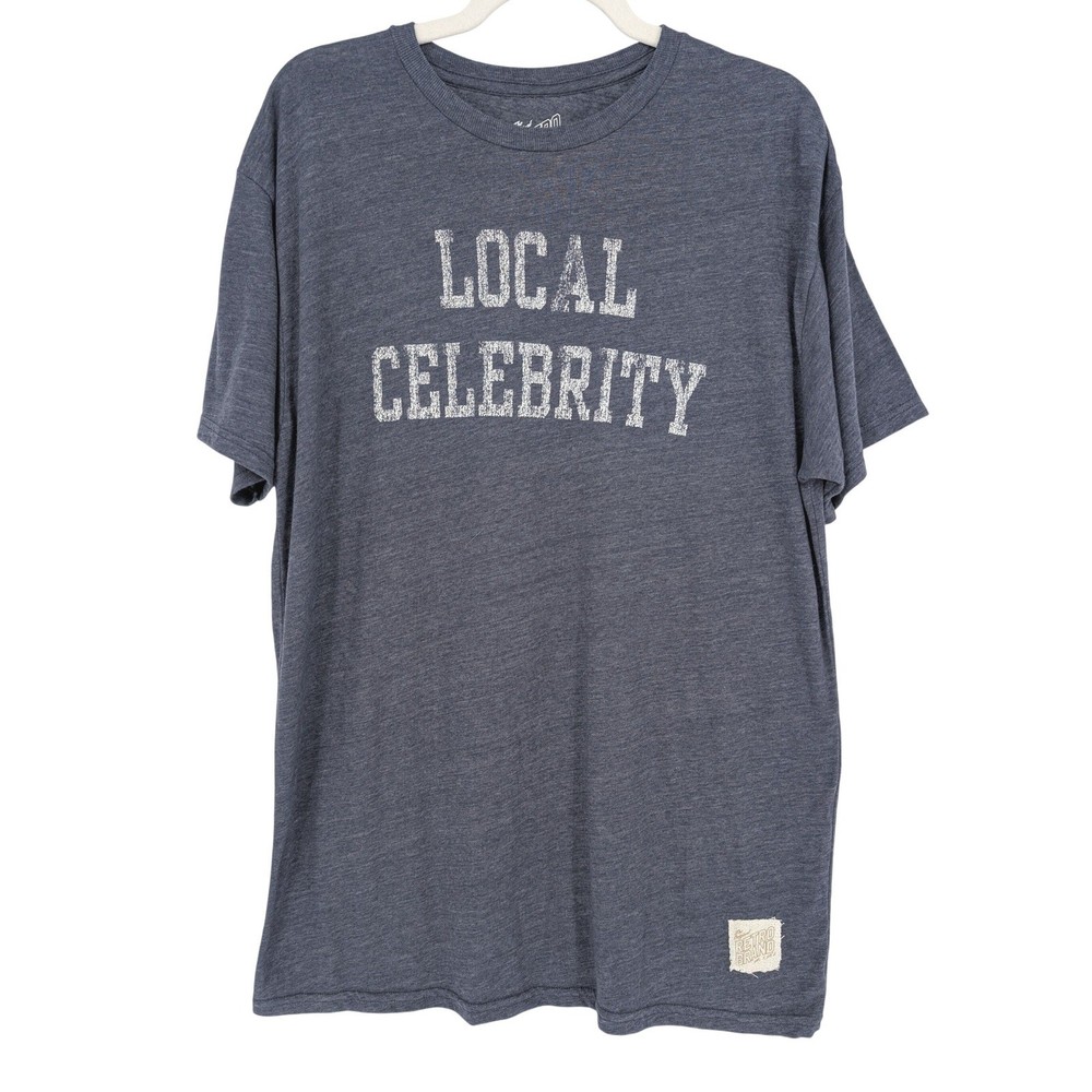 Original Retro Brand Local Celebrity Graphic T-Shirt Mens L Blue Heathered Soft
