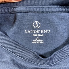 Lands’ End T-Shirt Men’s L Blue Cotton Casual Outdoor Summer Travel Pocket-Tee