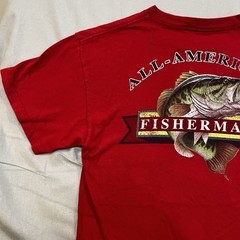 All American Fisherman Fishing T-Shirt Size M Men’s Red Short Sleeve Red