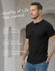 Men’S Muscle Slim Henley Shirts Crewneck Longline T-Shirt Gym Workout Athletic S