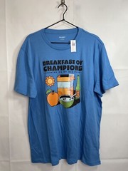 Old Navy Men’s Large Graphic Working On My Six Pack Blue Short Sleeve T- Shirt