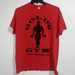 Gold’s Gym Lancaster PA Shirt Medium Red Black Short Sleeve