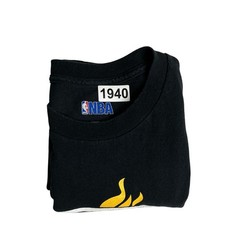 NBA Miami Heat Basketball Shirt Mens Large Black Retro Logo Short Sleeve Cotton