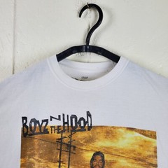 Boyz N The Hood Shirt Mens Medium White Crew Neck Long Sleeve Graphic Stretch