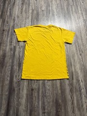 2000s MMA Elite Yellow Graphic T-Shirt with Skull and Gothic Text Print