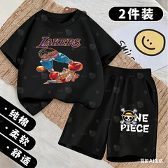 One Piece Anime Character Lakers Basketball Jersey Kids T-Shirt Set, Cool Sports