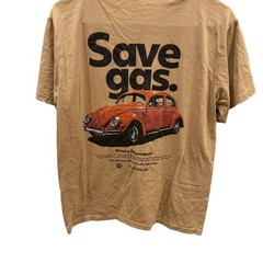 Volkswagen Save Gas Drive a VW Beetle Graphic T-Shirt Tan Mens Medium