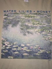 Gildan Ultra Cotton Men’s Green Monet Water Lilies Art Graphic Tee Crew Neck L