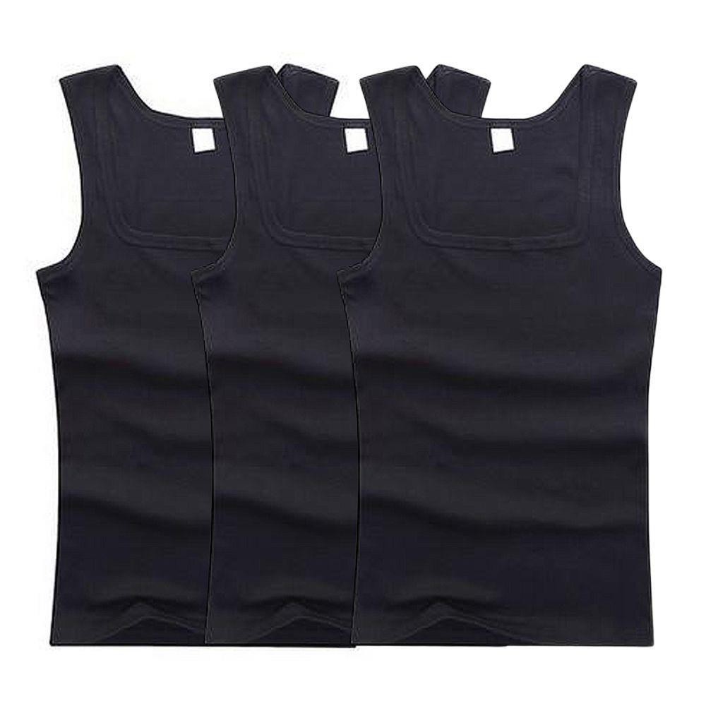 3pcs Men’s Cotton Tank Tops Sleeveless Muscle Vest Solid Undershirts