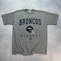Vintage 90s Denver Broncos T-Shirt Men’s L Gray Riddell NFL Football Made in USA