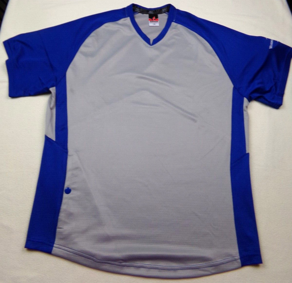 Alleson Athletic Jersey Adult Size M Gray Blue V Neck Woodford Reserve