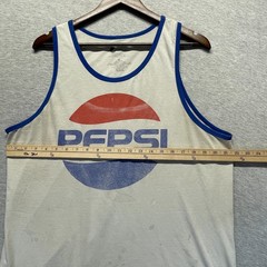 Pepsi Basketball Tank Top Mens XL Beige Big Graphic Logo Wide Strap Round Neck