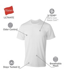 Hanes Mens Ultimate X-Temp Mesh Undershirt 4-Pack, S, White