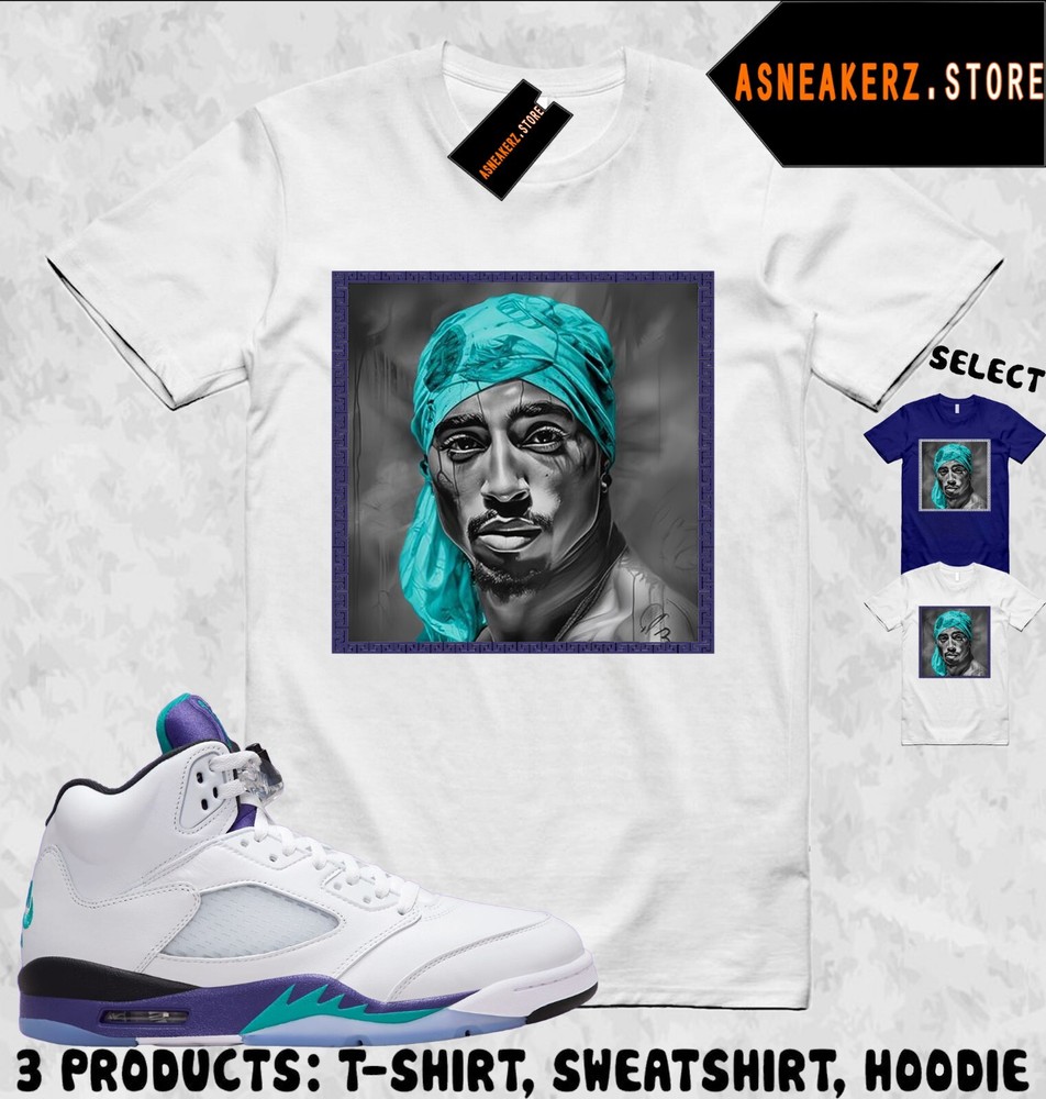 Tee Shirt Matching AJ 5 Grape 2025 To Match Sneaker Tupac T-Shirt