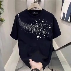 Men’s Fashion Star Print Short Sleeve T-Shirt Casual Loose Fit Summer Tee Top