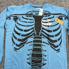 LRG Dead Serious Shirt Mens XL Blue Skeleton Lifted Research Group Kanye Glow